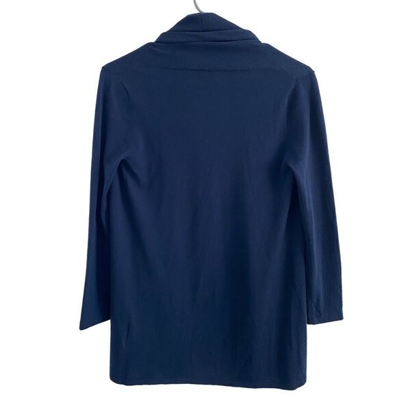 Allude Open‎ Front Lightweight Cardigan 100% Wool Navy Blue Women’s XS - Picture 2 of 6